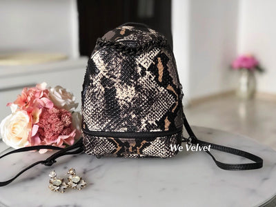 Mini Rucsac tip geant snakeskin negru i maro piele natural Python