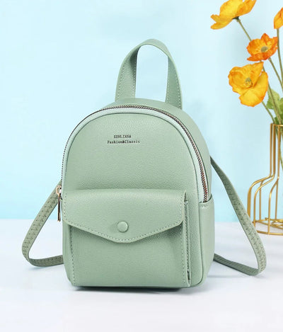 Mini rucsac verde pastel piele eco tip geantă Gemmi