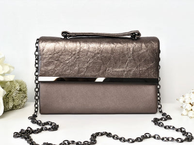 Poșetă clutch bronze piele eco Glamour