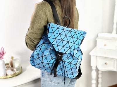 Rucsac albastru geometric piele eco Marion