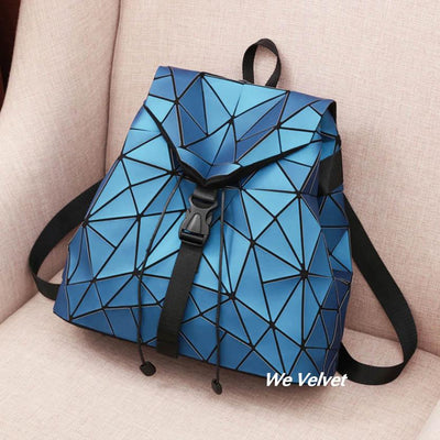 Rucsac albastru iridescent geometric piele eco Jaydin