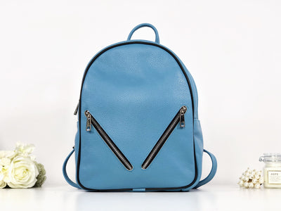 Rucsac bleu piele naturală Milla