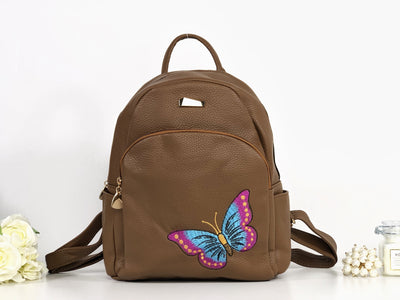 Rucsac maro piele eco Mariposa