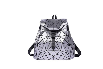 Rucsac silver lăcuit geometric piele eco Jaydin