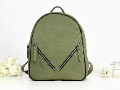 Rucsac verde deschis piele naturală Milla