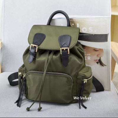 Rucsac verde - kaki material textil Alexia